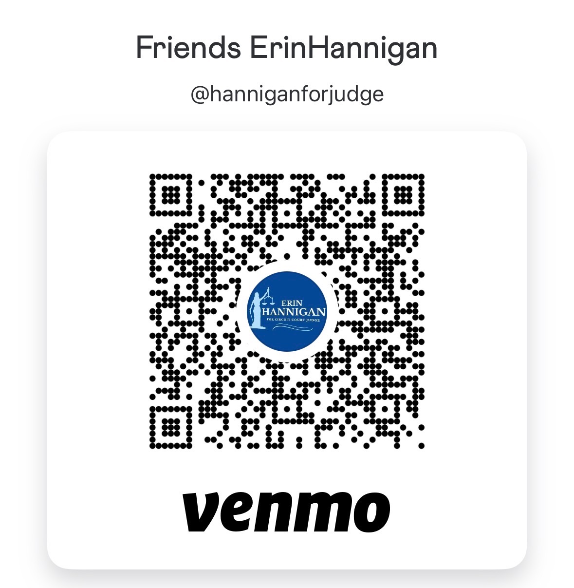 Venmo QR code for Friends of Erin Hannigan